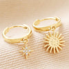 Sunburst and Star Charm Huggie Hoops - 61587 - Uneeka