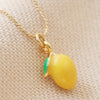 Tiny Coloured Enamel Lemon Charm Gold Necklace - 61147 - Uneeka