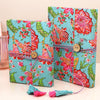 Turquoise Block Print Cotton Bound Notebook - 85011 - SMALL - Uneeka