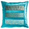 Turquoise Patchwork Velvet & Brocade Cushion - CC34TQ - Uneeka