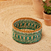 Turquoise Striped Seagrass Round Basket - BSK15 - SMALL - Uneeka