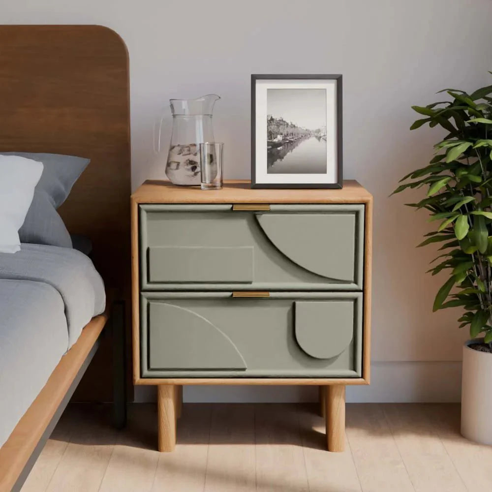 Two Drawer Abstract Side Table - TRST00018A - Uneeka