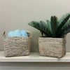 Two Handle Natural Woven Square Basket / Planter - 8519 - SMALL - Uneeka
