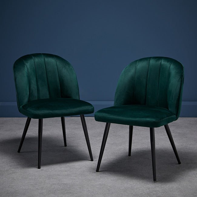 Velvet Scalloped Back Dining Chair - ORLAMUST - Uneeka