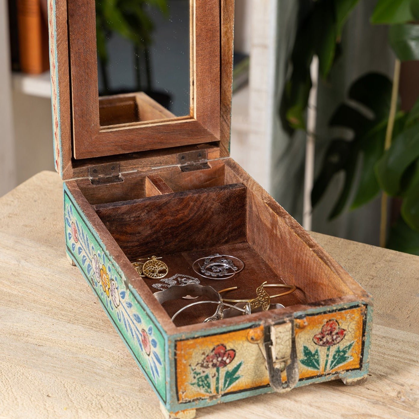 Vintage Hand Painted Mirror Jewellery Box - MRBOX1 - Uneeka