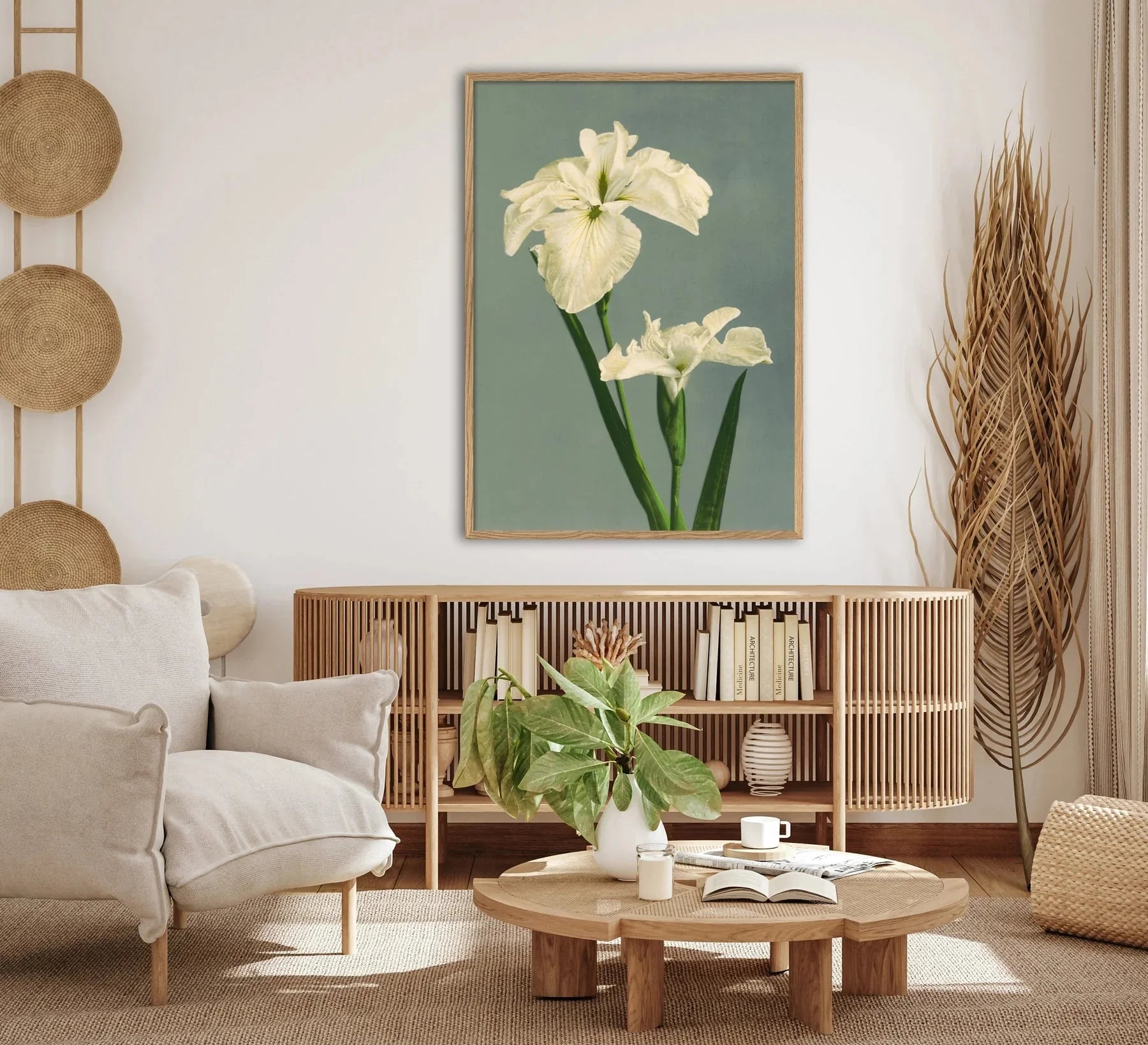 White Iris Laevigata Framed Art Print - BFG 50x70 9001 - Uneeka