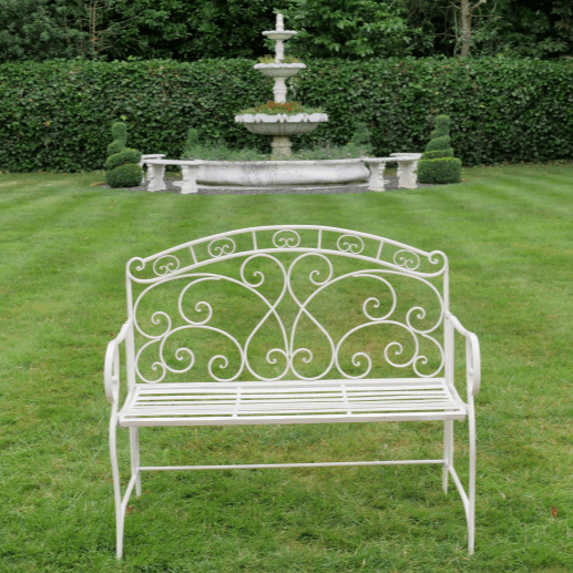White Metal Outdoor Bench - 7386 - Uneeka