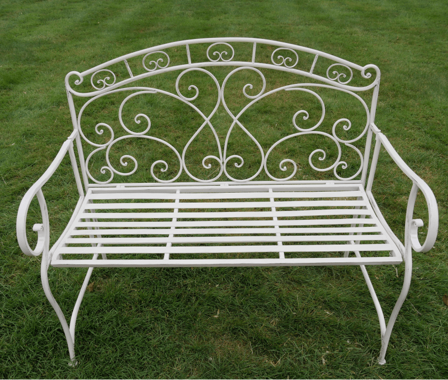 White Metal Outdoor Bench - 7386 - Uneeka