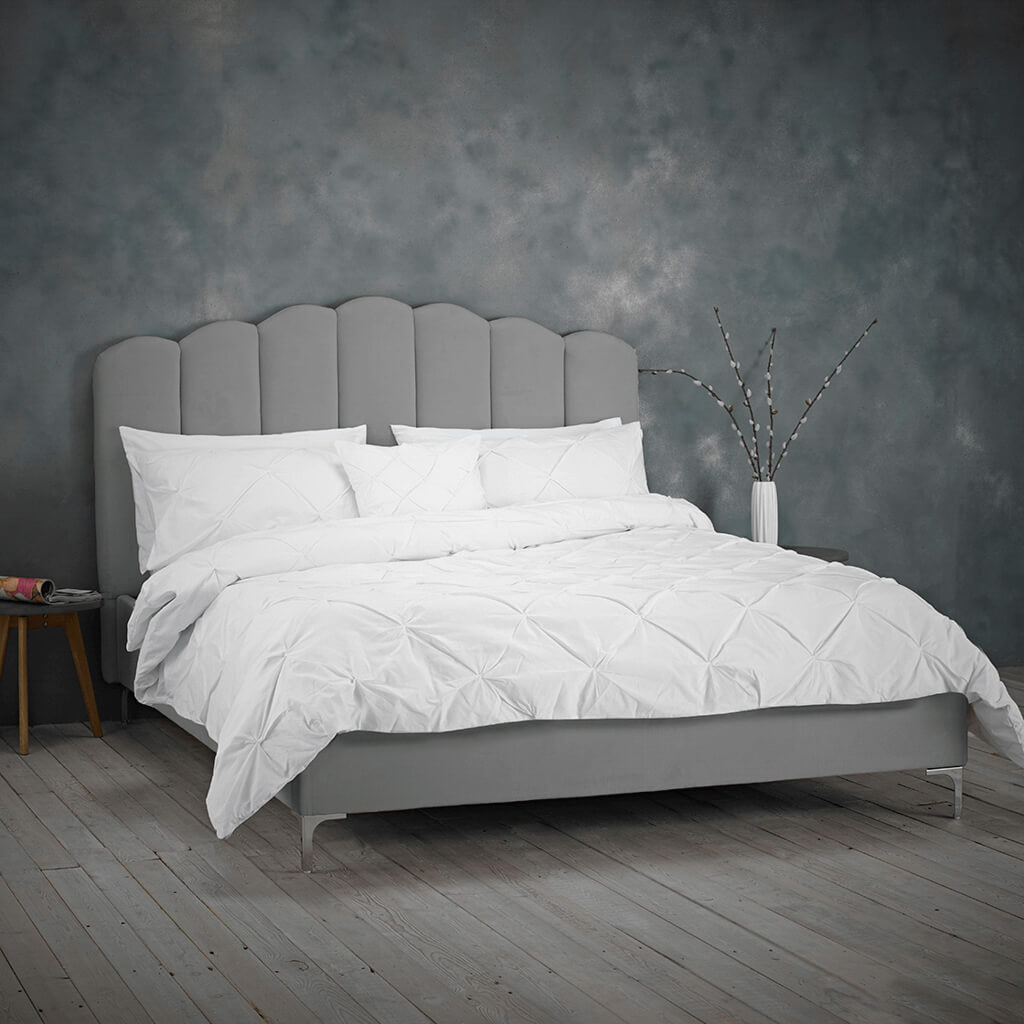 William Silver Velvet King Bed Frame - WILLOWSIL5.0* - Uneeka